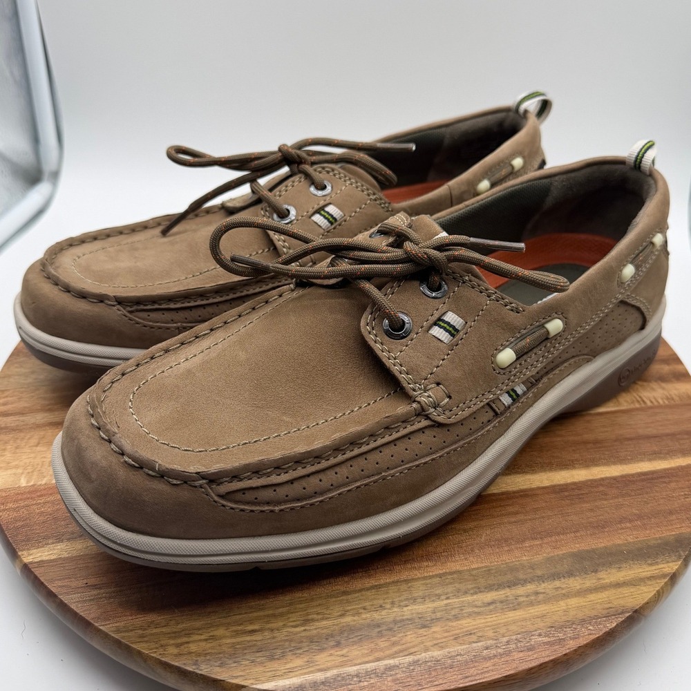 Clarks Unstructured Men's 9W Annapolis Boat Shoes Taupe Nubuck Leather‎ 0726